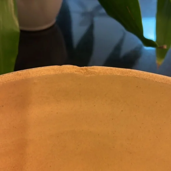 Antique (1930s) McCoy Yellow Ware Stoneware Bowl with Blue & Pink Stripes - Picture 8 of 14